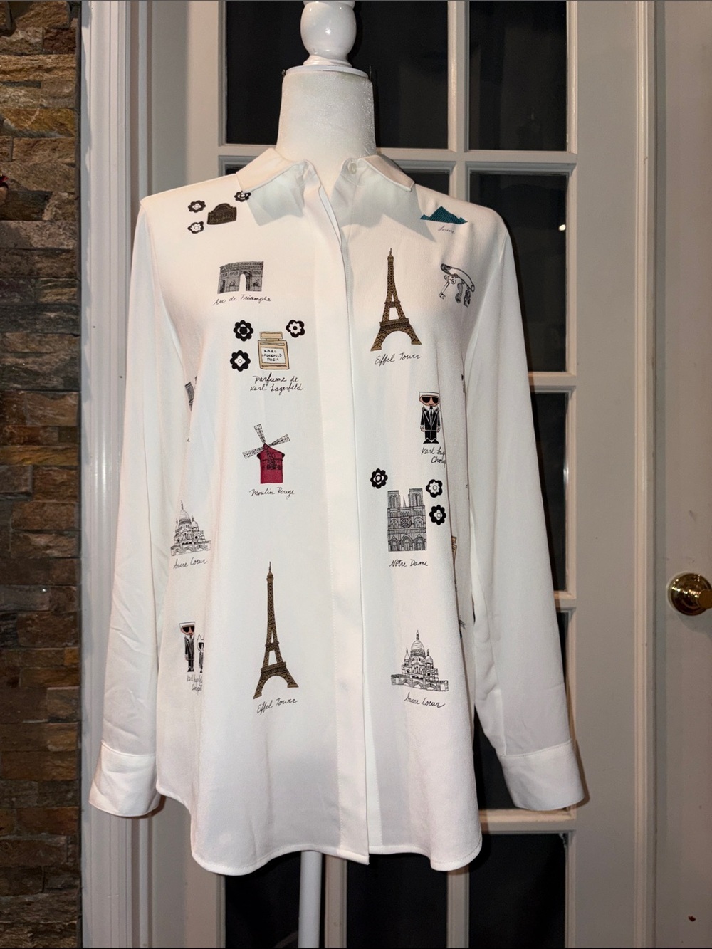 Karl Lagerfeld Paris Motif Logo Fashion Blouse NWOT